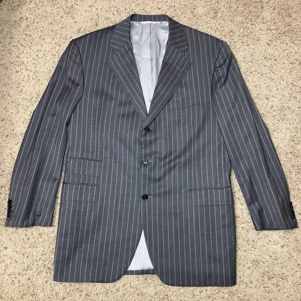Oxxford Clothes SUIT JACKET / Blazer STRIPED Gray - Sz 46 L Excellent!